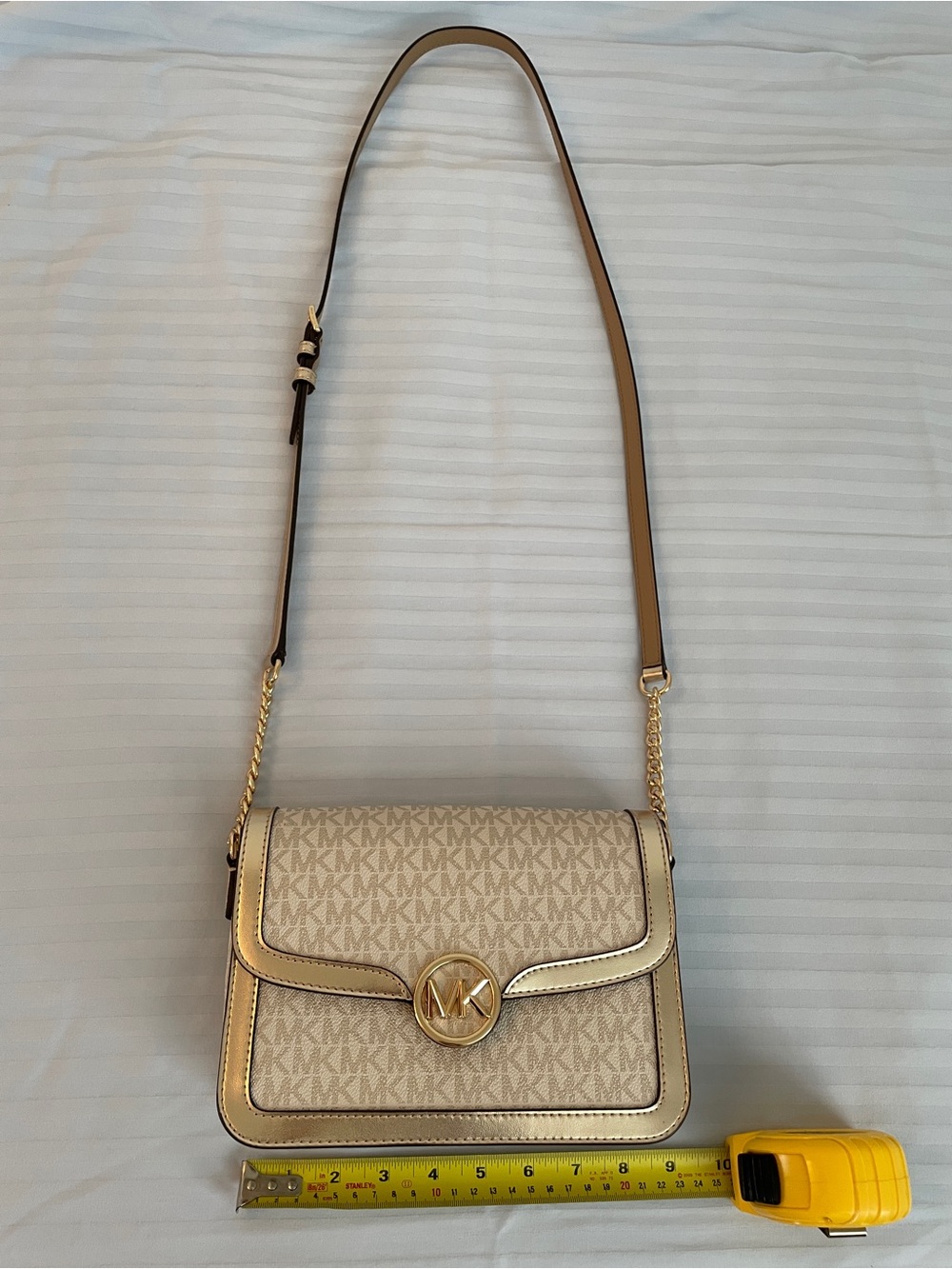 MICHAEL KORS Logo-print canvas Crossbody Bag with Gold Hardware